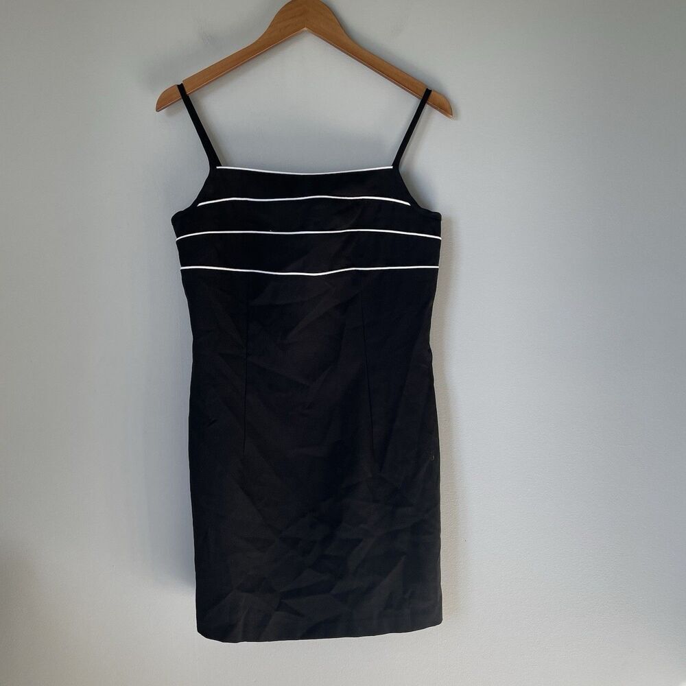 a fortiori Vintage Mini Dress Sleeveless Black White Stripes Made in USA Size 13
